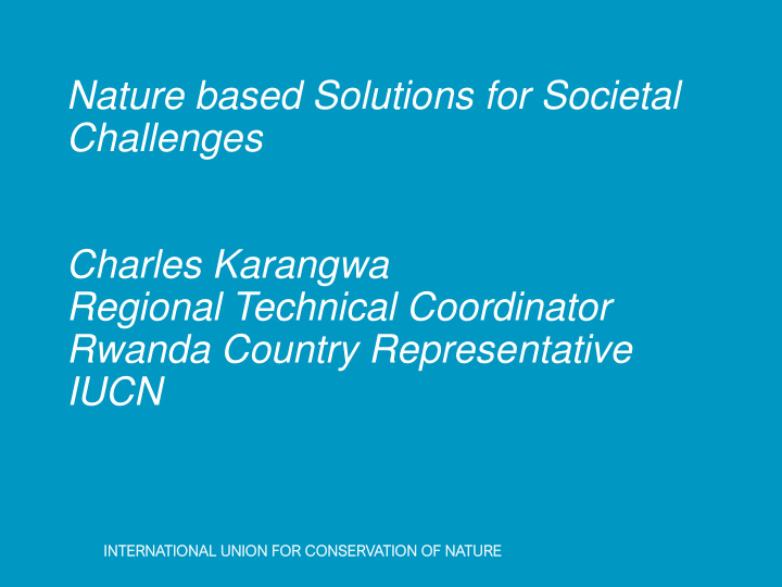 nature based solutions for societal challenges charles