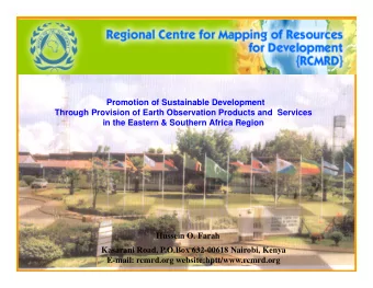 Promotion of Sustainable Development  Through Provision of Earth Observation Products and  Services