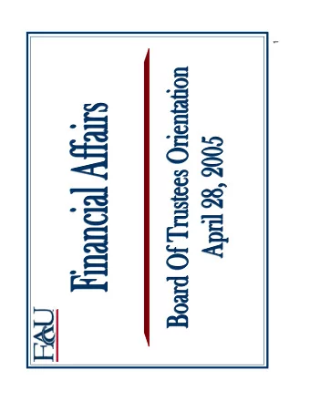 1  Mission Statement Financial Affairs consists of diversified departments whose primary  purposes