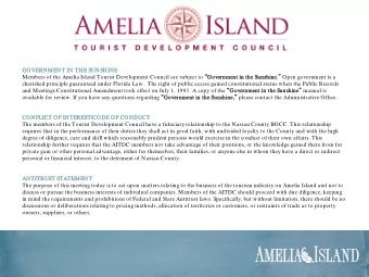 GOVERNM  NMENT I  IN T  N THE S  SUNS  NSHINE Members of the Amelia Island Tourist Development