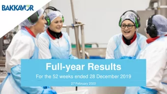 Full-year Results  For the 52 weeks ended 28 December 2019  27 February 2020  1  Agenda  Welcome