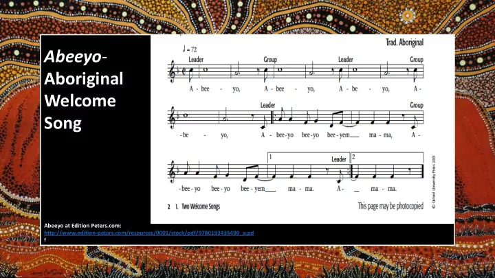 abeeyo aboriginal welcome song