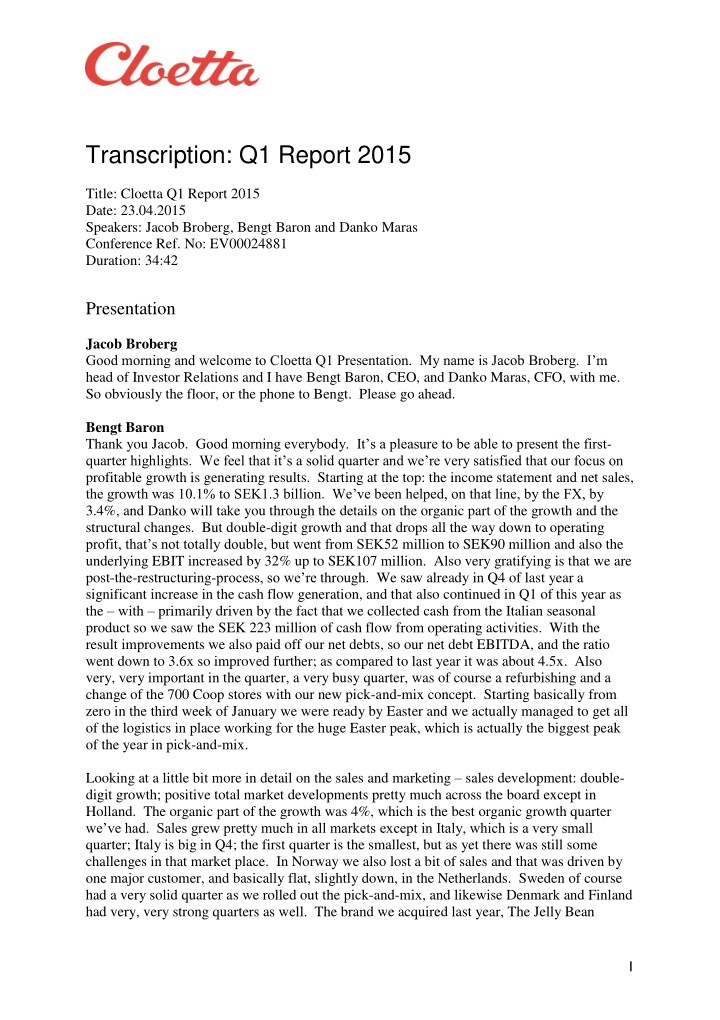 transcription q1 report 2015