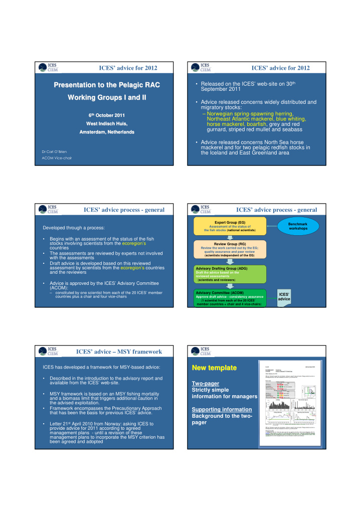 presentation to the pelagic rac presentation to the