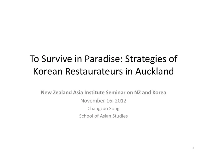 to survive in paradise strategies of korean restaurateurs