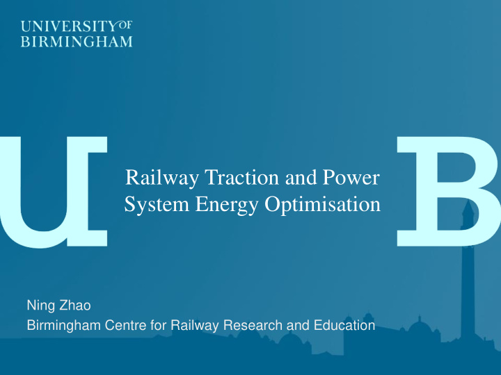 railway traction and power system energy optimisation