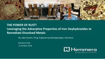 Leveraging the Adsorptive Properties of Iron Oxyhydroxides to  Remediate Dissolved Metals  By: Jake
