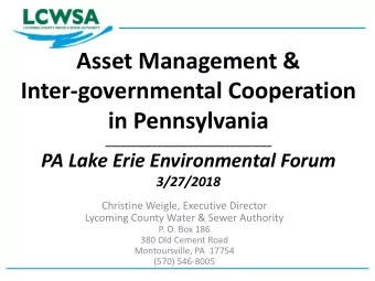 Inter-governmental Cooperation  in Pennsylvania  ________________________________  PA Lake Erie