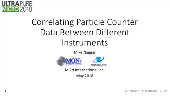 Data Between Different  Instruments  Mike Naggar  MGN International Inc.  May 2018