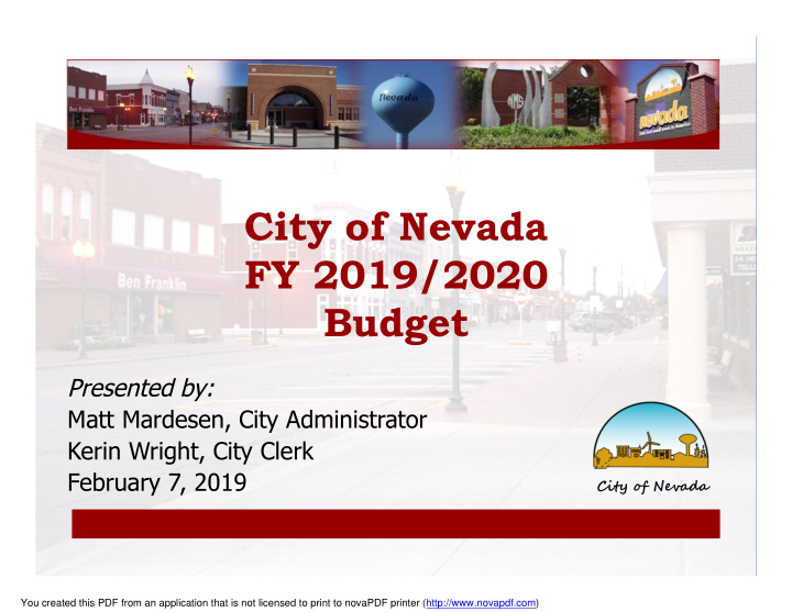 city of nevada fy 2019 2020 budget