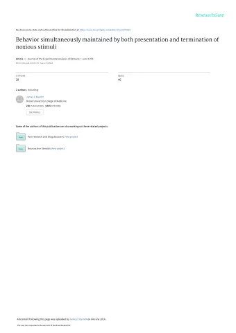 Behavior simultaneously maintained by both presentation and termination of  noxious stimuli Article