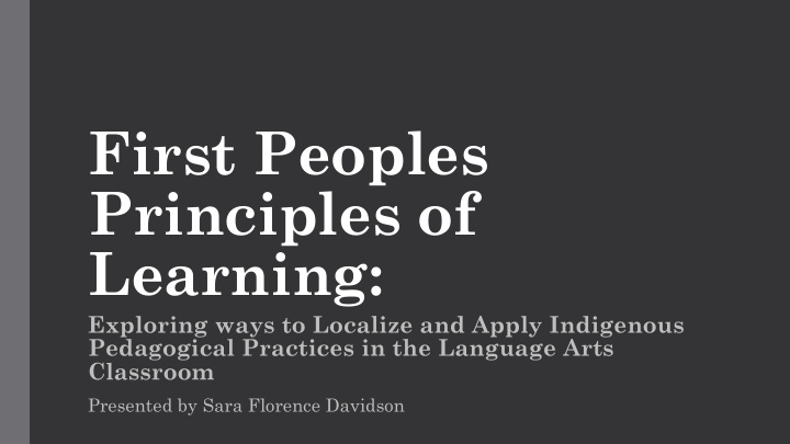 first peoples principles of learning