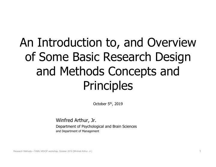an introduction to and overview of some basic research