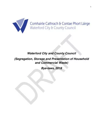 Waterford City and County Council  (Segregation, Storage and Presentation of Household  and