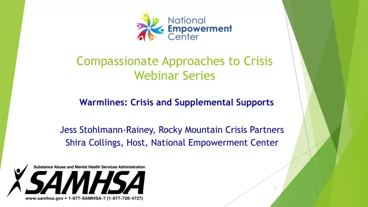 compassionate approaches to crisis webinar series