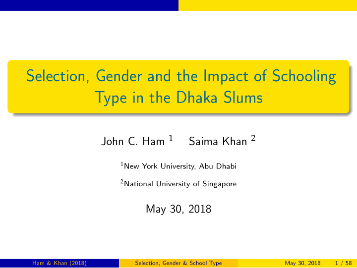 selection gender and the impact of schooling type in the