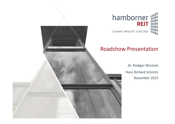 roadshow presentation