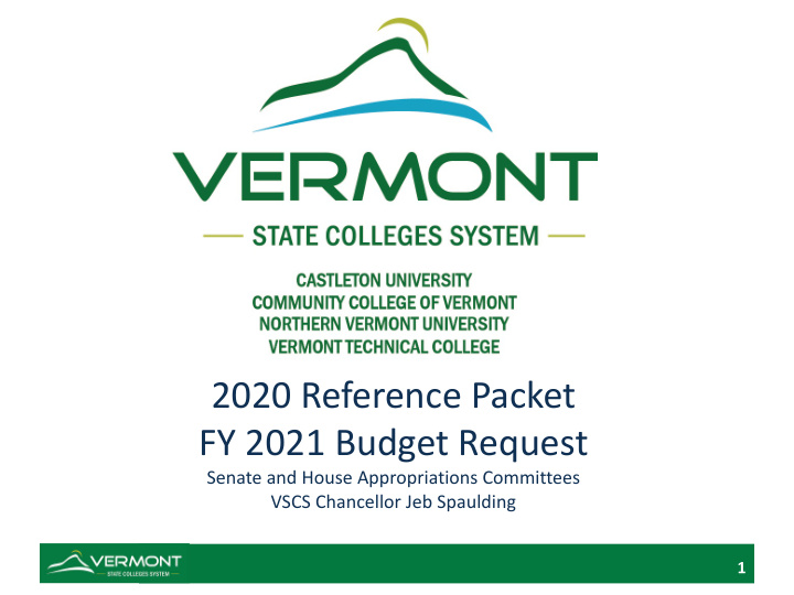 2020 reference packet fy 2021 budget request