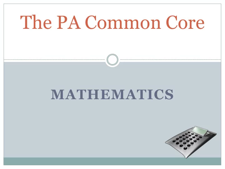 the pa common core