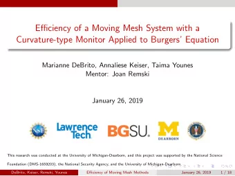 Efficiency of a Moving Mesh System with a  Curvature-type Monitor Applied to Burgers Equation