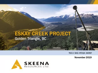 ESKAY  Y CR  CREEK  EK P  PROJECT  ECT  Golden T  en Triangl  iangle,  e, BC  TSX.V: SKE/OTCQX: