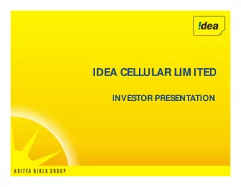 IDEA CELLULAR LIM ITED  INVESTOR PRESENTATION  Disclaimer  This presentation does not constitute a