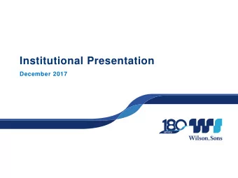 Institutional Presentation  December 2017  Disclaimer This presentation contains statements that