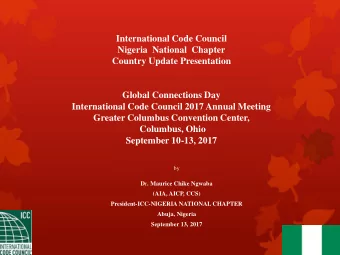 International Code Council  Nigeria  National  Chapter  Country Update Presentation  Global