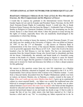 INTERNATIONAL ACTION NETWORK FOR GENDER EQUITY &amp; LAW  Bismil-laah ir Rahmaan ir Raheem (In the