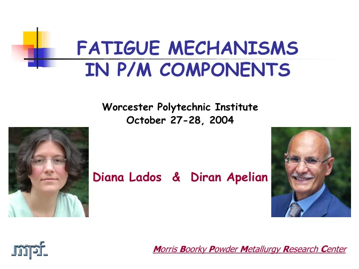 fatigue mechanisms in p m components