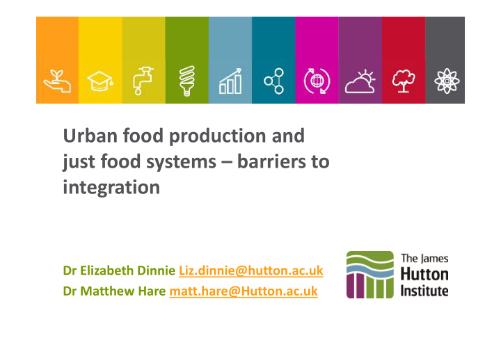 urban food production and just food systems barriers to