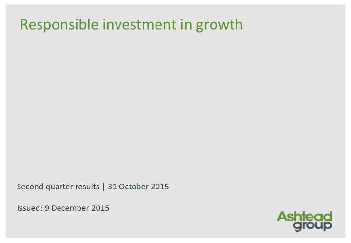 responsible investment in growth