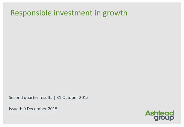 responsible investment in growth