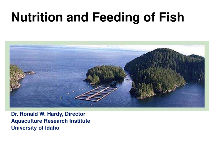 nutrition and feeding of fish