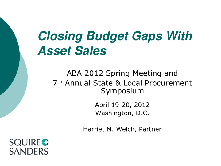 closing budget gaps with asset sales