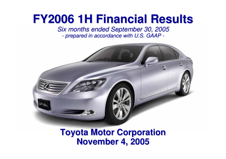 fy2006 1h financial results fy2006 1h financial results