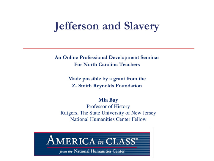 jefferson and slavery