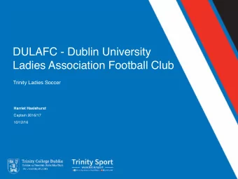 Trinity Ladies Soccer  Harriet Haslehurst  Captain 2016/17  10/12/16  Who are we?   Proud