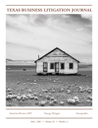 TEXAS BUSINESS LITIGATION JOURNAL  Antitrust Review 2007  Energy Mergers  Sweepstakes FALL 2007