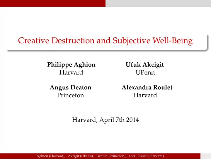 creative destruction and subjective well being