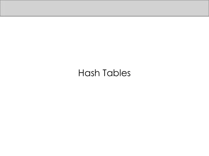 hash tables tables so far