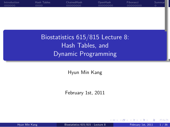 dynamic programming hash tables and biostatistics 615 815
