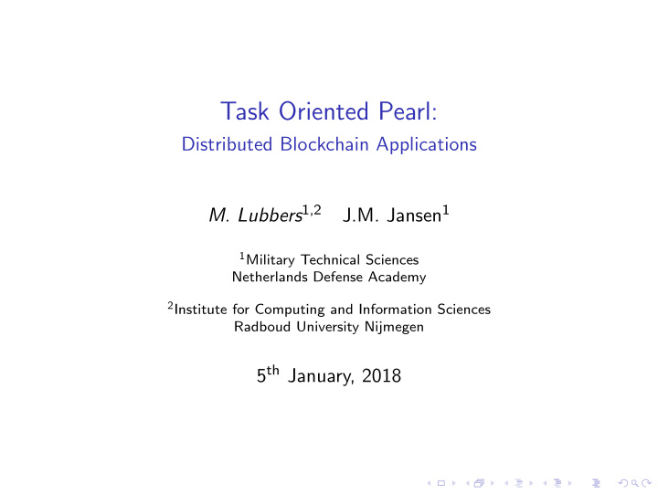 task oriented pearl