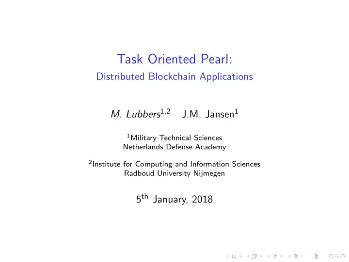 task oriented pearl