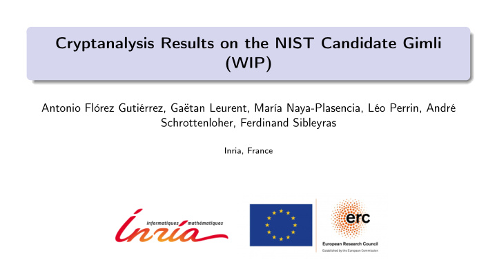 cryptanalysis results on the nist candidate gimli wip