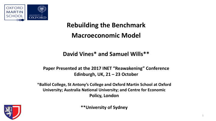 rebuilding the benchmark macroeconomic model