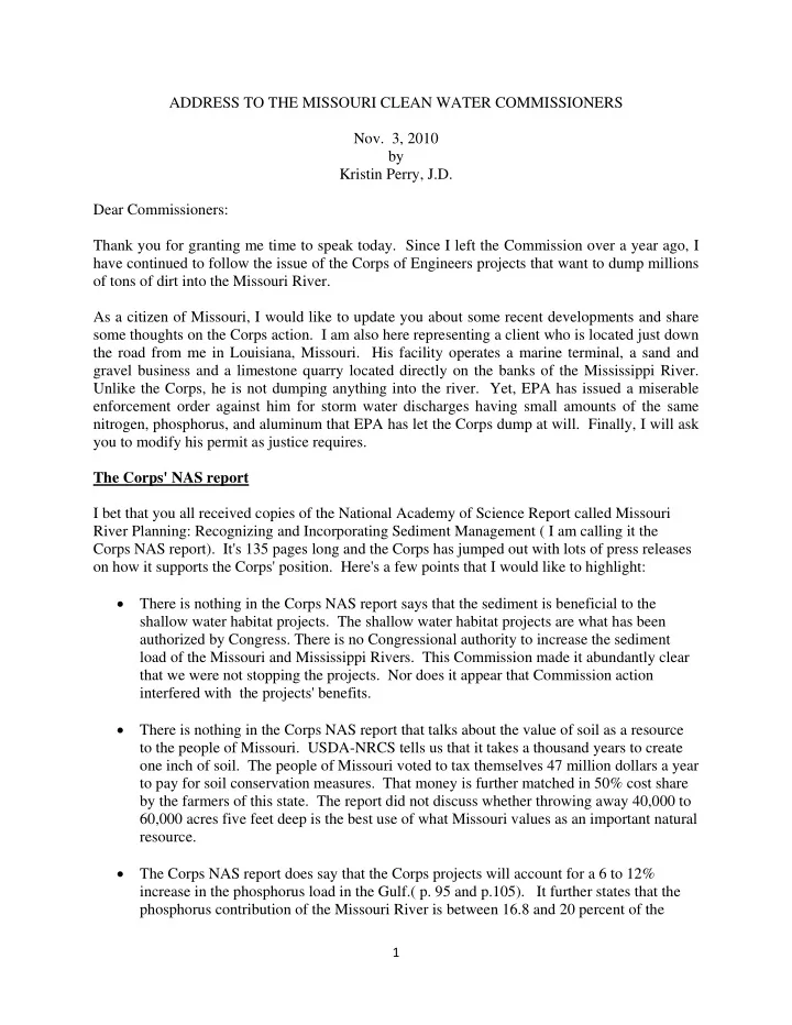 address to the missouri clean water commissioners nov 3