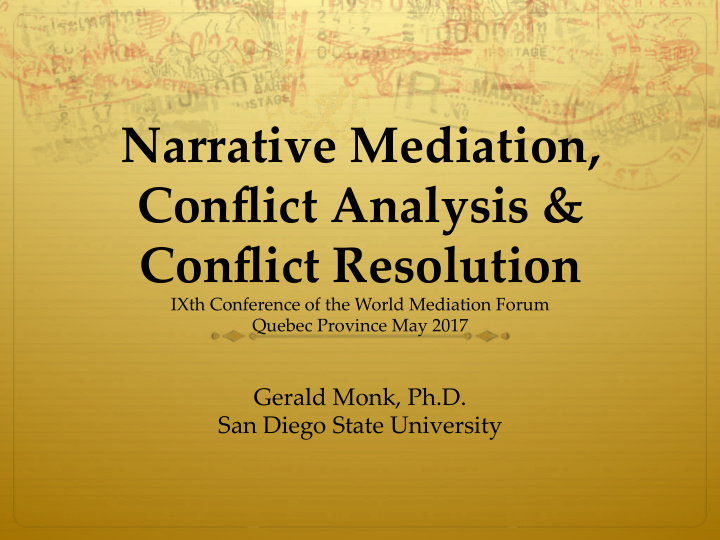 narrative mediation conflict analysis conflict resolution