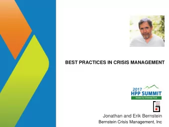 Jonathan and Erik Bernstein  Bernstein Crisis Management, Inc  Crisis Management Best Practices