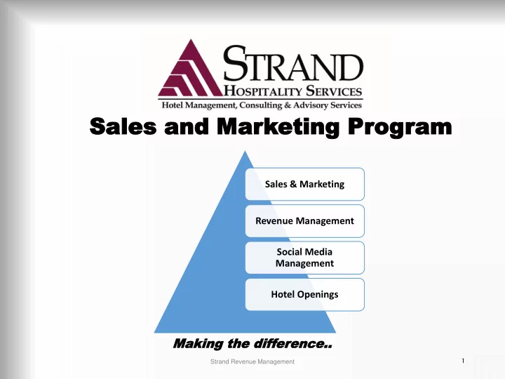 sales and sales and mar marketing pr eting prog ogram am